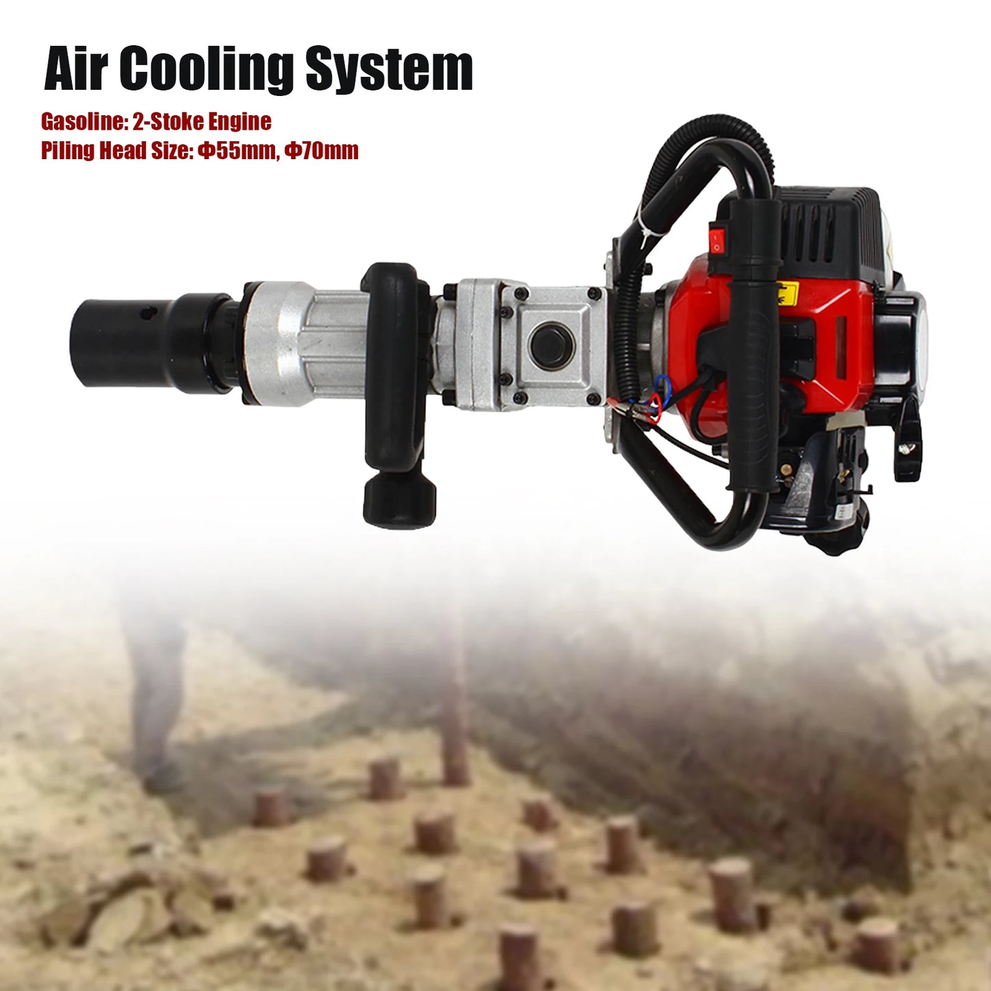 32.6CC 2 Stroke Gasoline Pile Driver Heavy Duty Fence Hammer