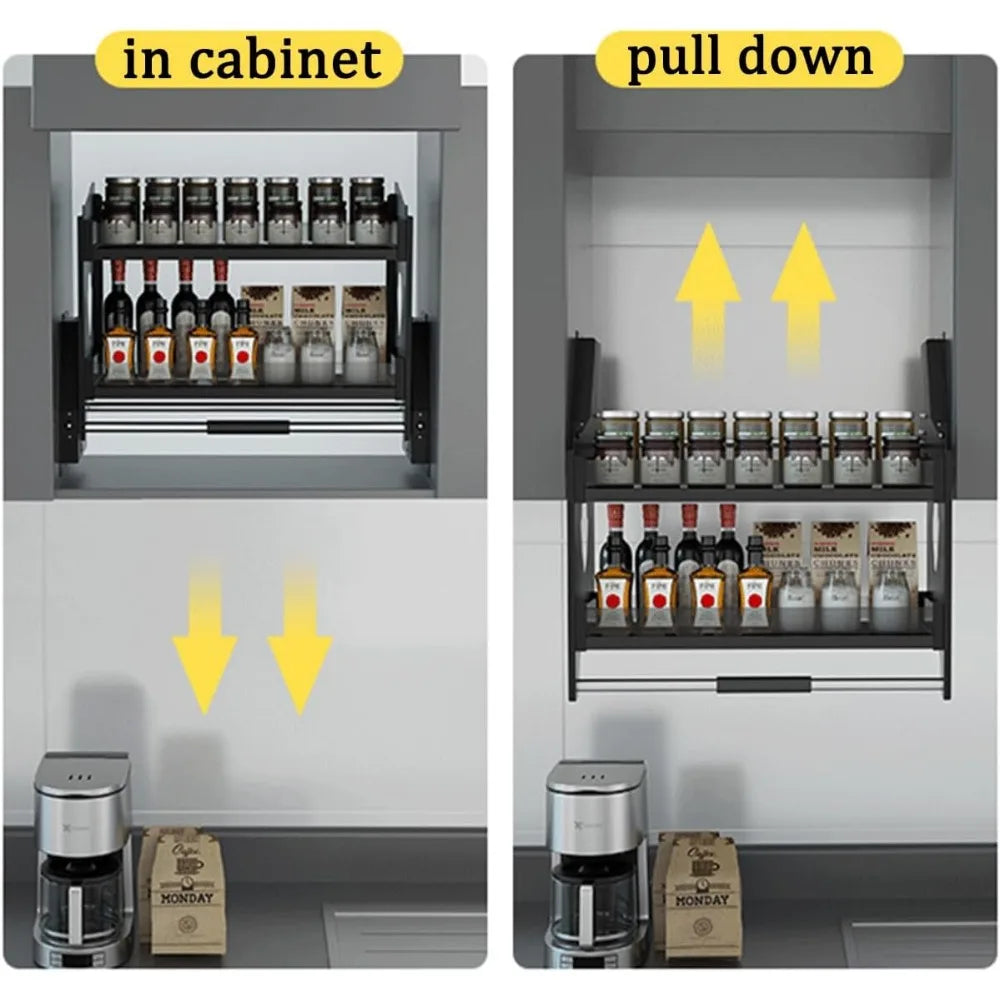 Wall Kitchen Cabinet Pull Down Shelf Organizer Heavy-Duty