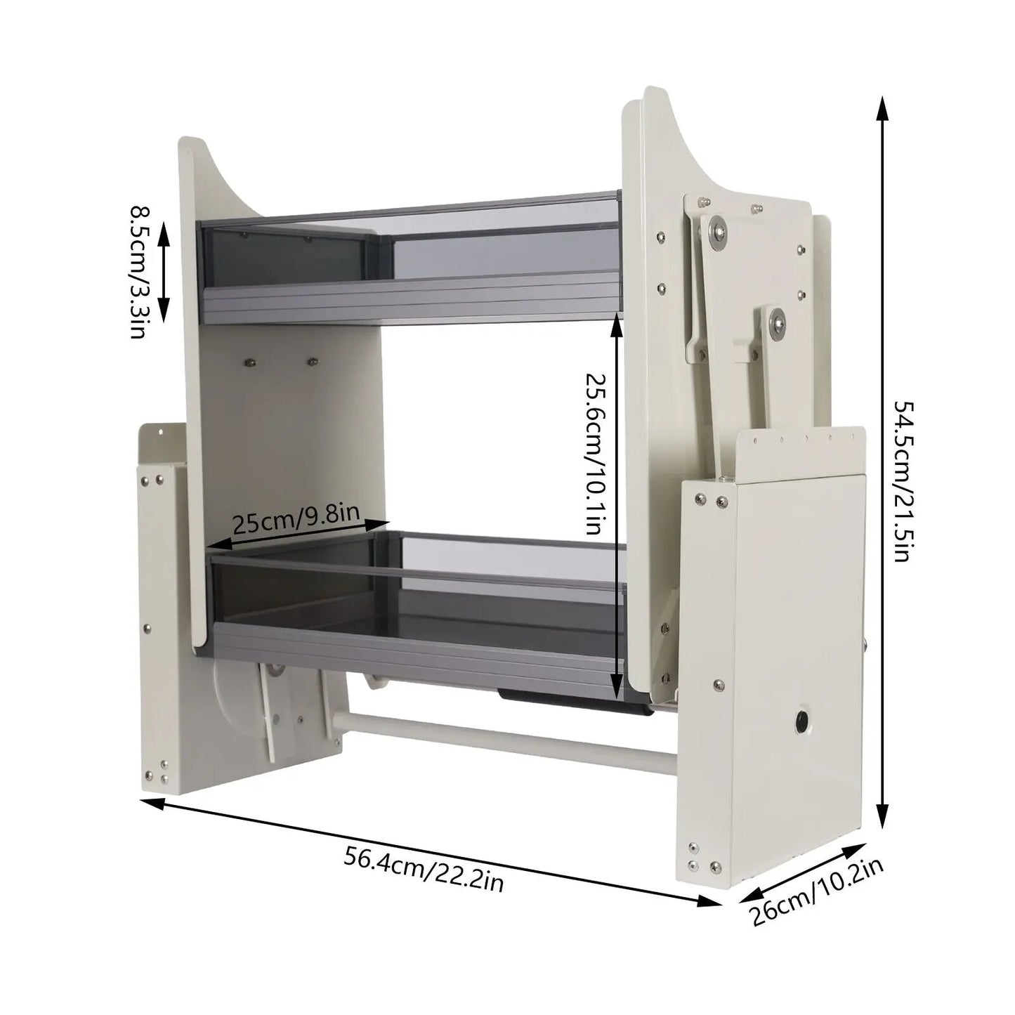 2 Tier Pull Down Kitchen Cabinet Storage Rack Aluminum Alloy and Tempered Glass Shelf with Soft Handle for Efficient Organization
