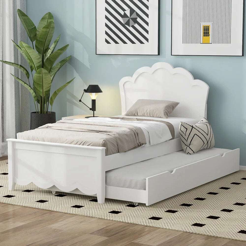 Villa Luxury Double Bed Frame White Fabric Queen Size Nordic Design Home Furniture
