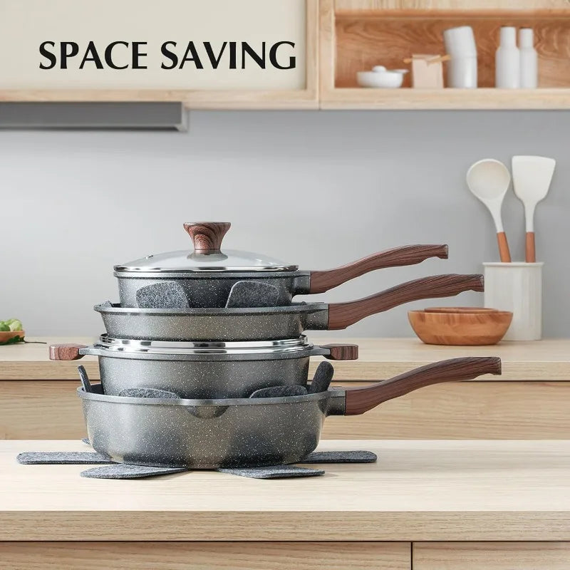 Nonstick Cookware Set 13-Piece with Swiss Granite Coating