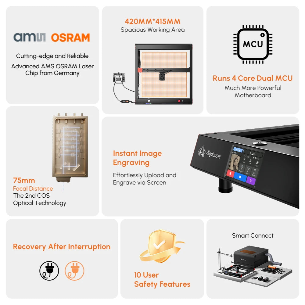 High Power AlgoLaser Delta 40W Diode Laser Engraver Laser Engraver Cutter Wifi Air Engraving