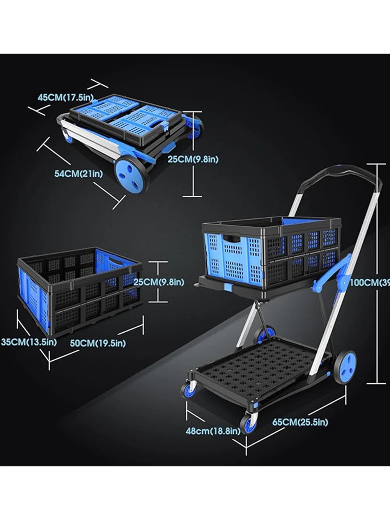 Collapsible Utility Cart,Multi Use Functional Shopping Carts