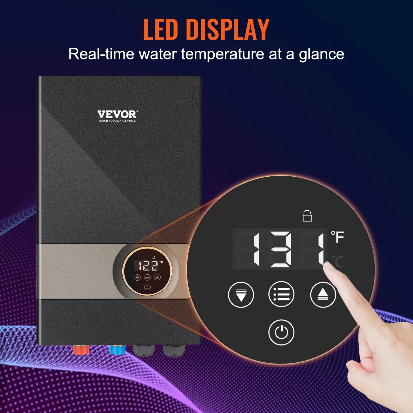 VEVOR Instant Water Heater 18kwTankless Water Boiler Digital Temperature Display For Kitchen Bathroom Shower Mall Salon Shampoo