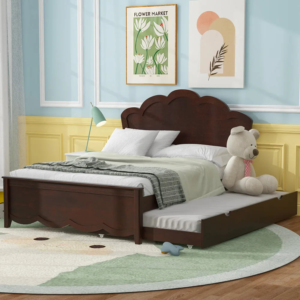 Villa Luxury Double Bed Frame White Fabric Queen Size Nordic Design Home Furniture