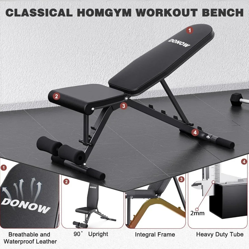 Weight Bench with Squat Rack Adjustable Workout Bench for Strength Training