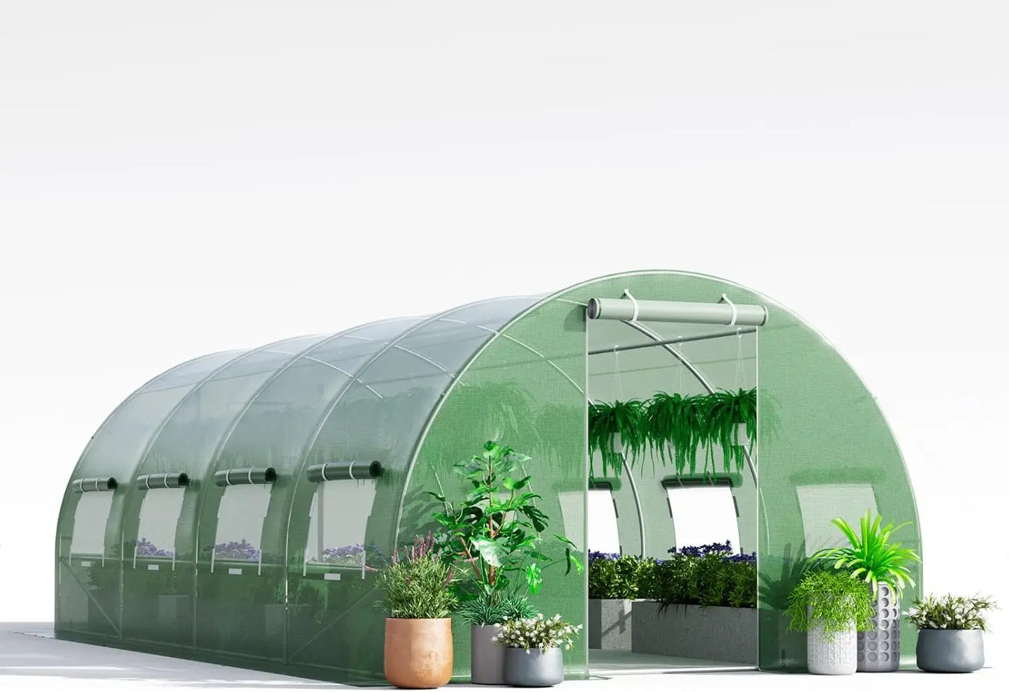 20 x 10 x 6.5 FT Greenhouse for Outdoor, Walk-in Tunnel Greenhouse with 10 Roll-up Windows