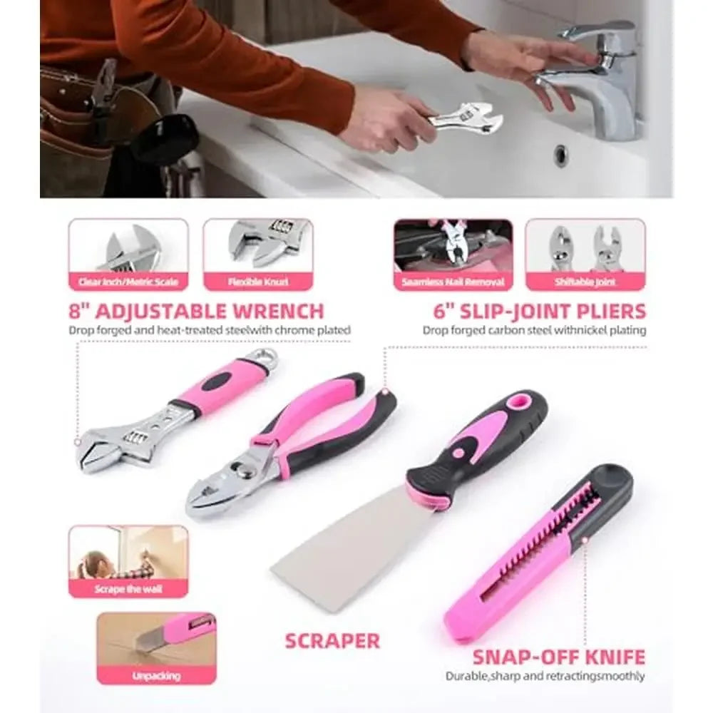 136 Piece Pink Cordless Screwdrivers set