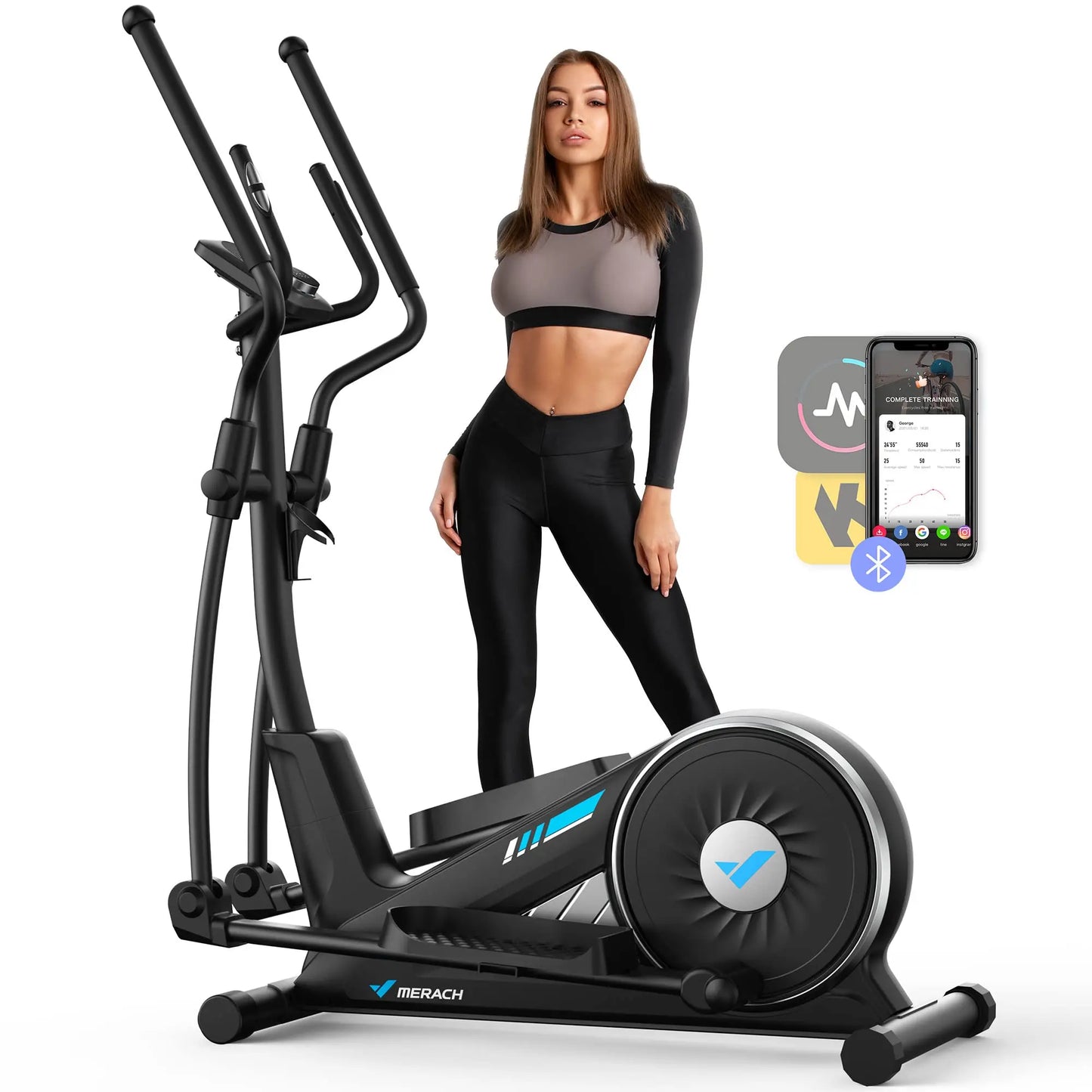 MERACH Elliptical Machine Home Hyper-Quiet Magnetic Drive