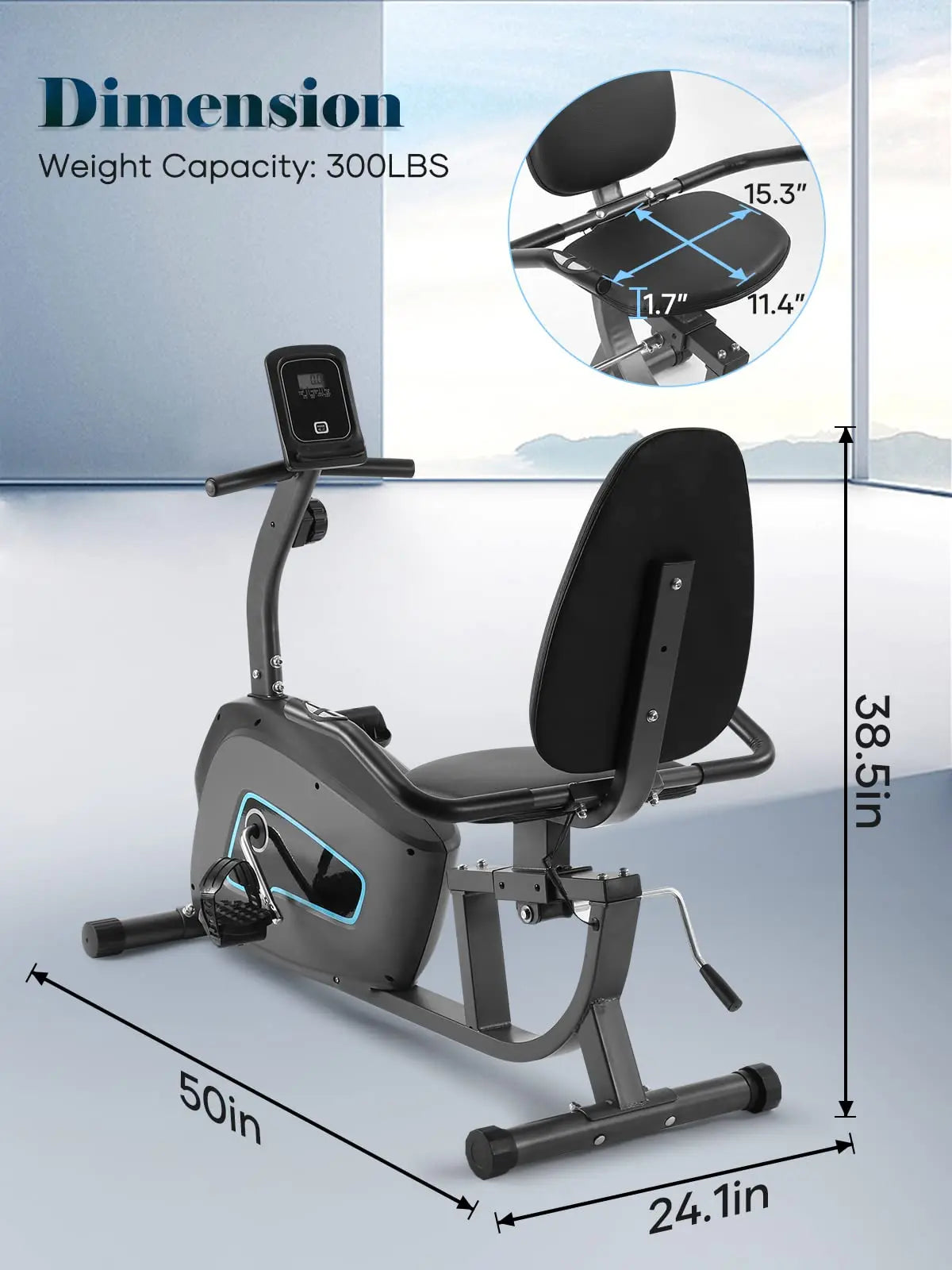Recumbent Exercise Bike for Home Sturdy Quiet 8 Levels