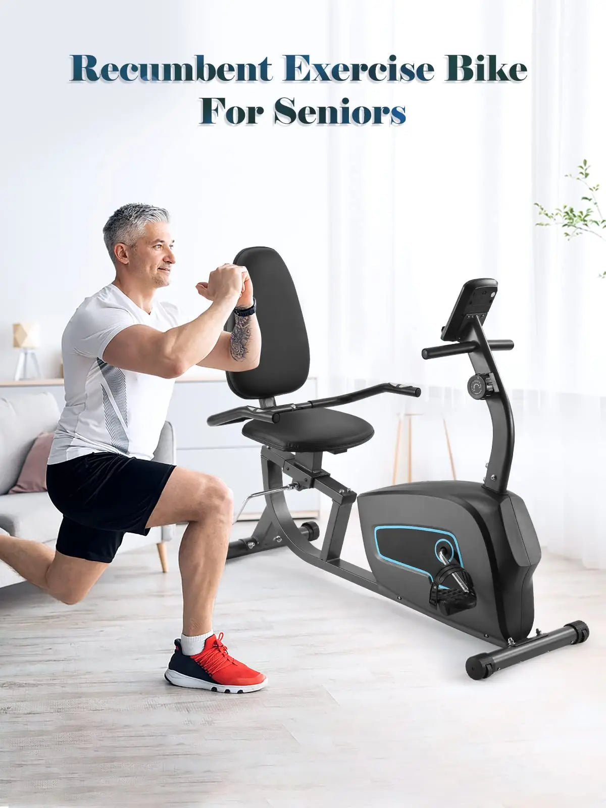 Recumbent Exercise Bike for Home Sturdy Quiet 8 Levels