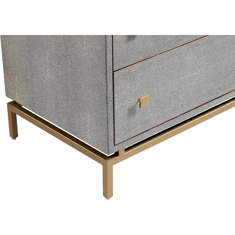 TOV Furniture Pesce Shagreen Modern Textured 2 Drawer Bedroom Nightstand, 25" Grey