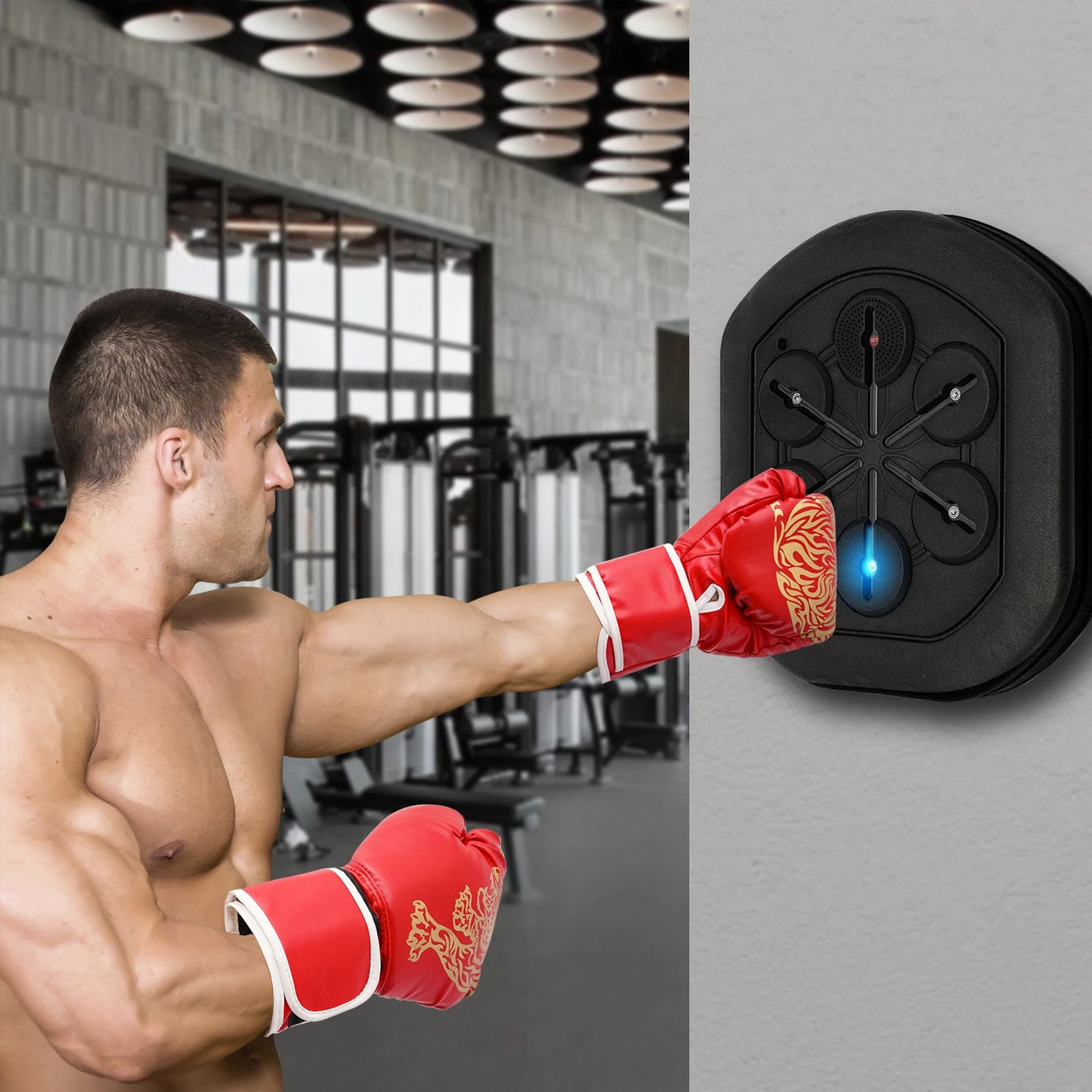 Music Boxing Machine Wall Mounted LED Light Boxing Equipment Bluetooth Smart Boxing Training for Home Gym