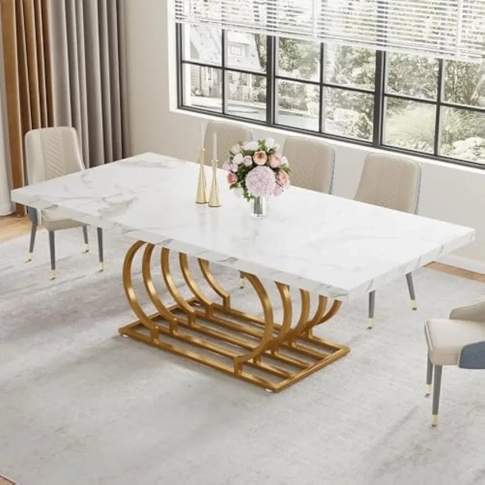 70.9" Dining Table for 6,White Dining Room Table