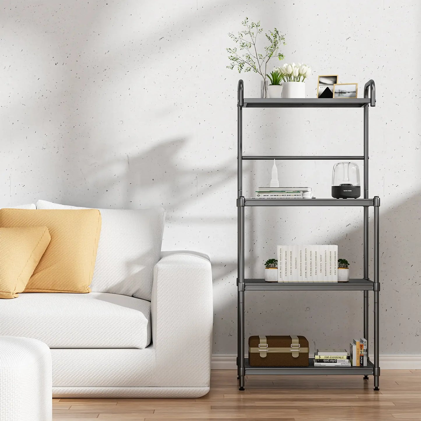 4-Tier Baker's Rack Microwave Oven Stand Shelves Kitchen Storage Rack Organizer Grey