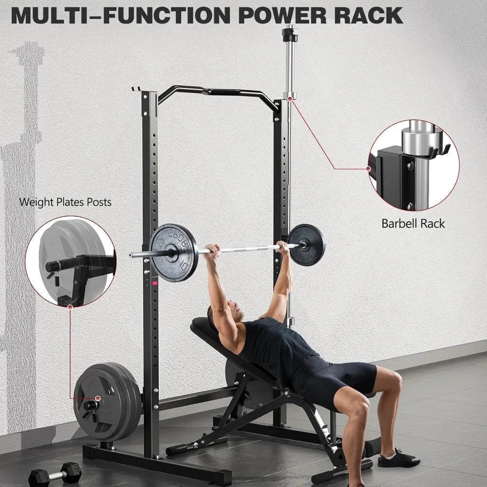 Weight Bench with Squat Rack Adjustable Workout Bench for Strength Training