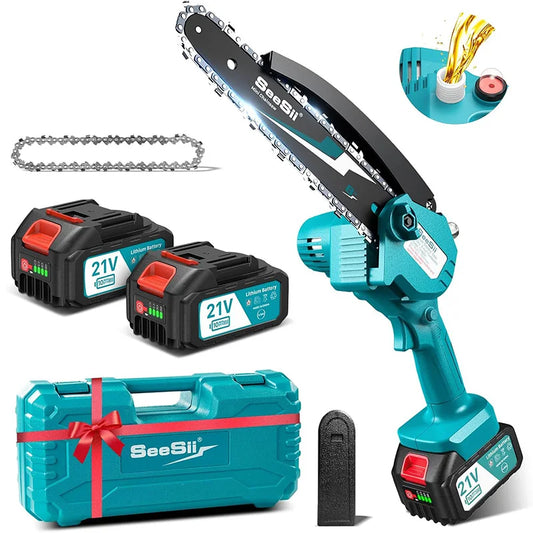 Seesii Mini 8'' Cordless Electric Chainsaw Wood Cutter, w/Lubrication Injector For Makita 18V Battery