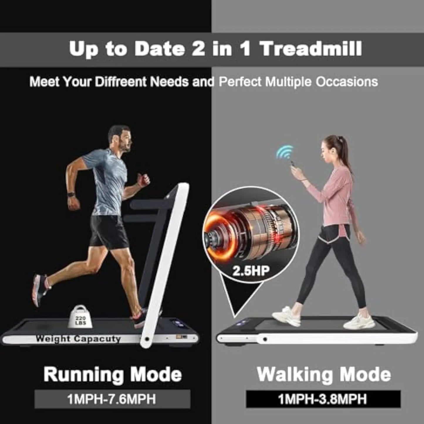 Foldable Under Desk Treadmill with Remote Control for Home