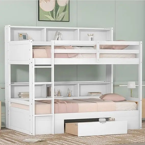 Harper & Bright Designs Twin Over Twin Bunk Bed with Storage Drawer
