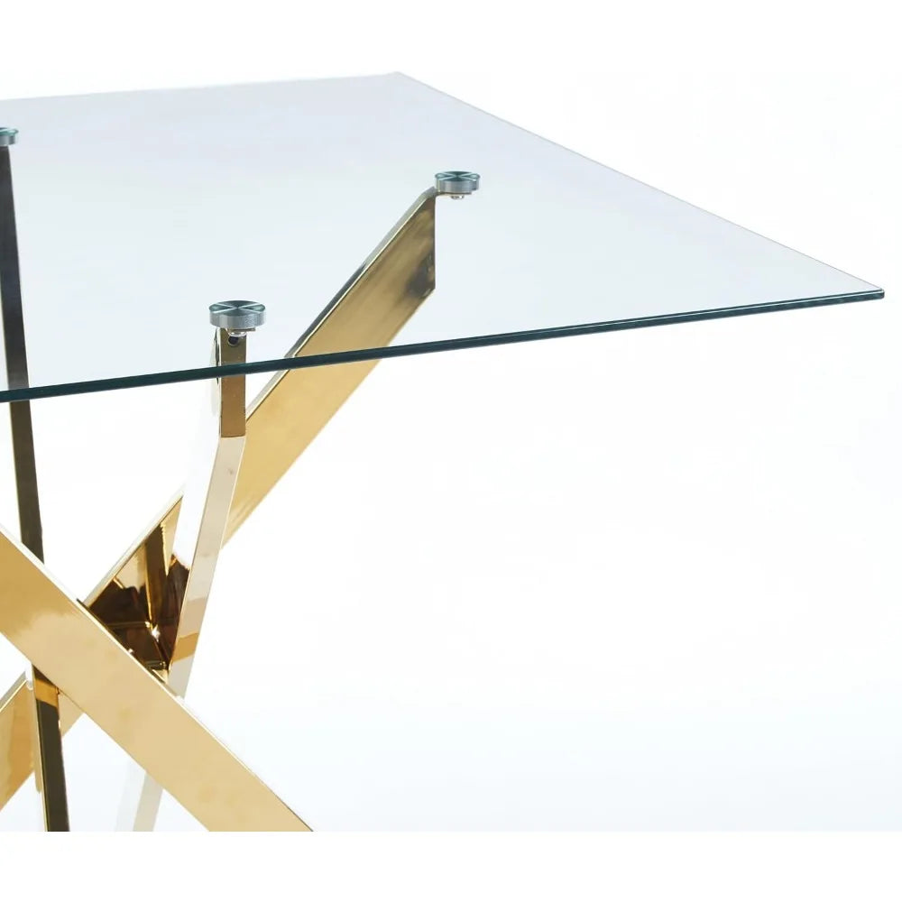 Square Glass Dining Table Set for 4