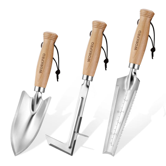 WORKPRO Garden Tool Set 3 Pcs Gardening Tools with Wood Handle.