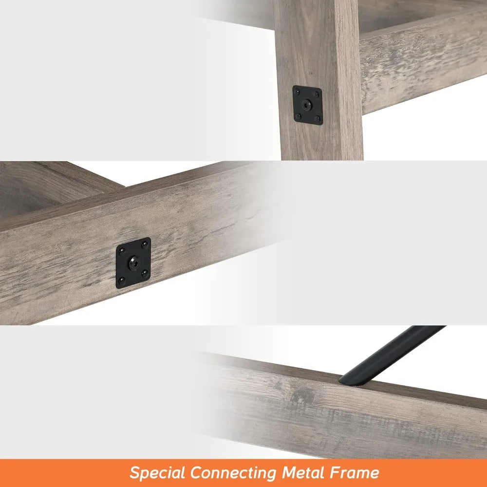 4-6 Person Farmhouse Dining Table with Heavy Duty Wooden Legs