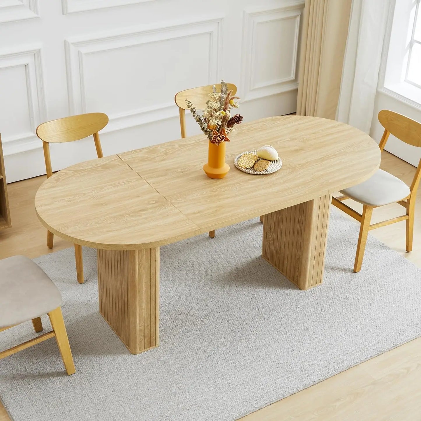 78 Inch Dining Table for 6 8 10, Modern Farmhouse Rectangular Kitchen Table