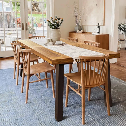 Acacia Wood Dining Table 6-Person Indoor Outdoor Tables