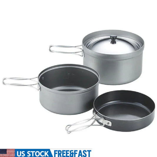Rice Cooker Set with Aluminum Cooker Frying Pan Dual Lid Storage Bag 3 Cup Capacity Compact Portable Kitchen Cookware
