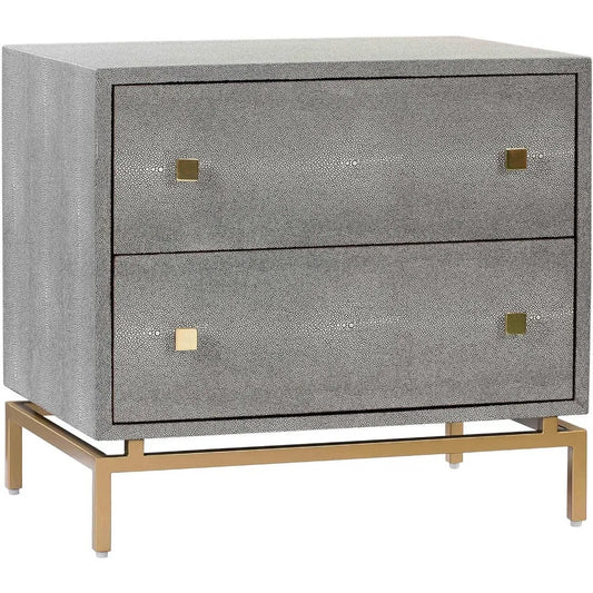 TOV Furniture Pesce Shagreen Modern Textured 2 Drawer Bedroom Nightstand, 25" Grey