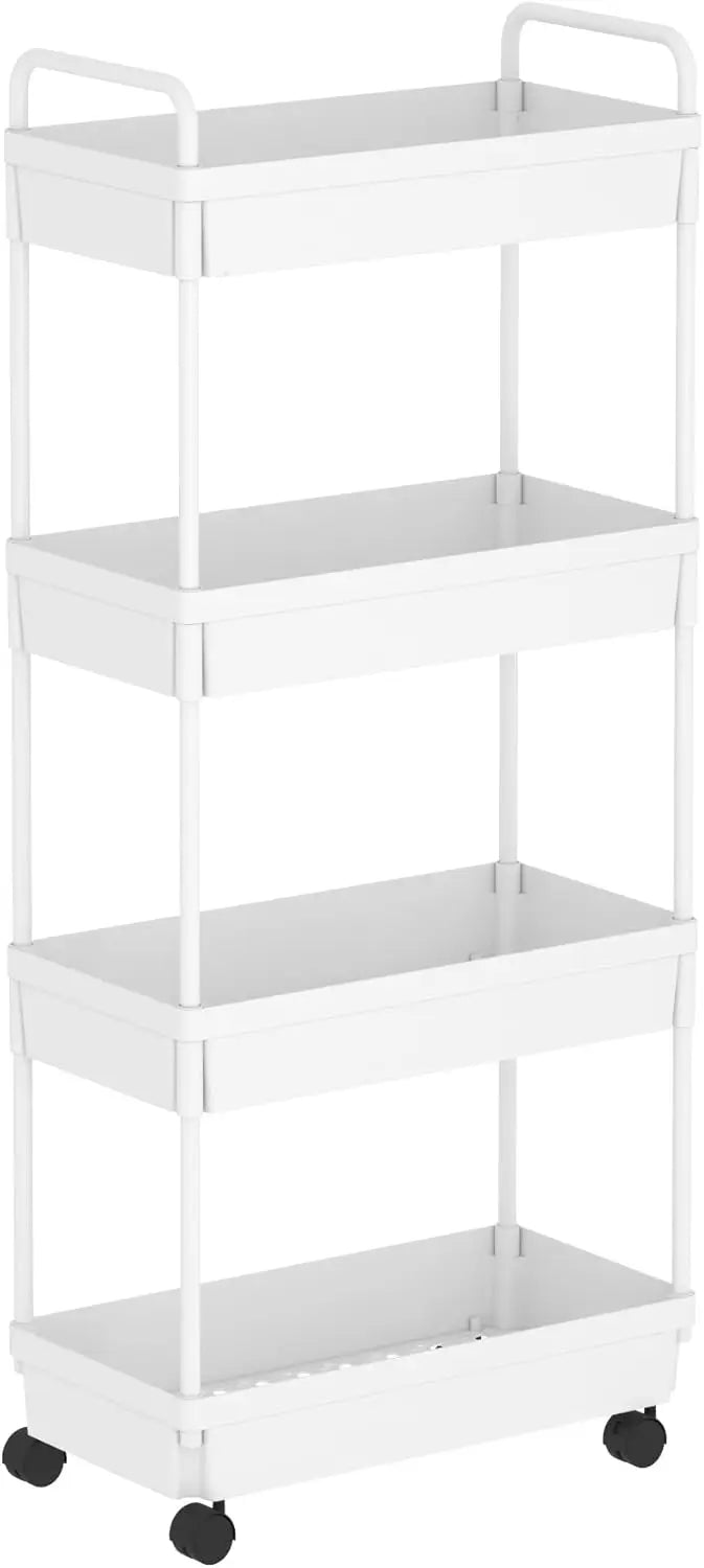 Rolling Storage Cart 4 Tier Organizer Mobile Shelving Unit for Kitchen Bathroom Laundry