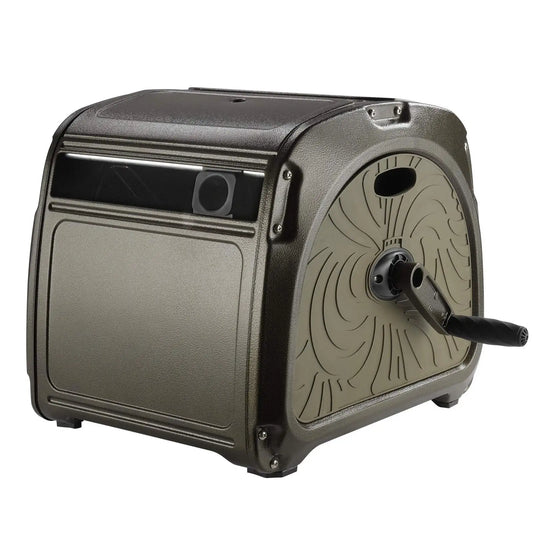 Giraffe Tools SW5 Metal Hose Reel Box, With 150ft 5/8" Hose, Heavy Duty Garden Hose Storage Reel Hideaway, Crank Handle