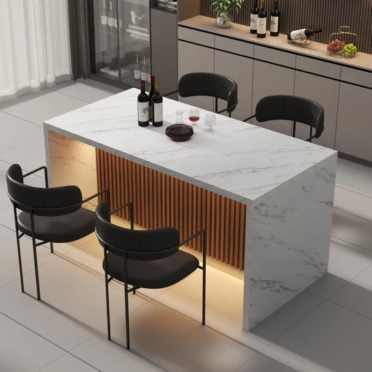 63" Large Imitation Marble Dining Table for 4-6 People