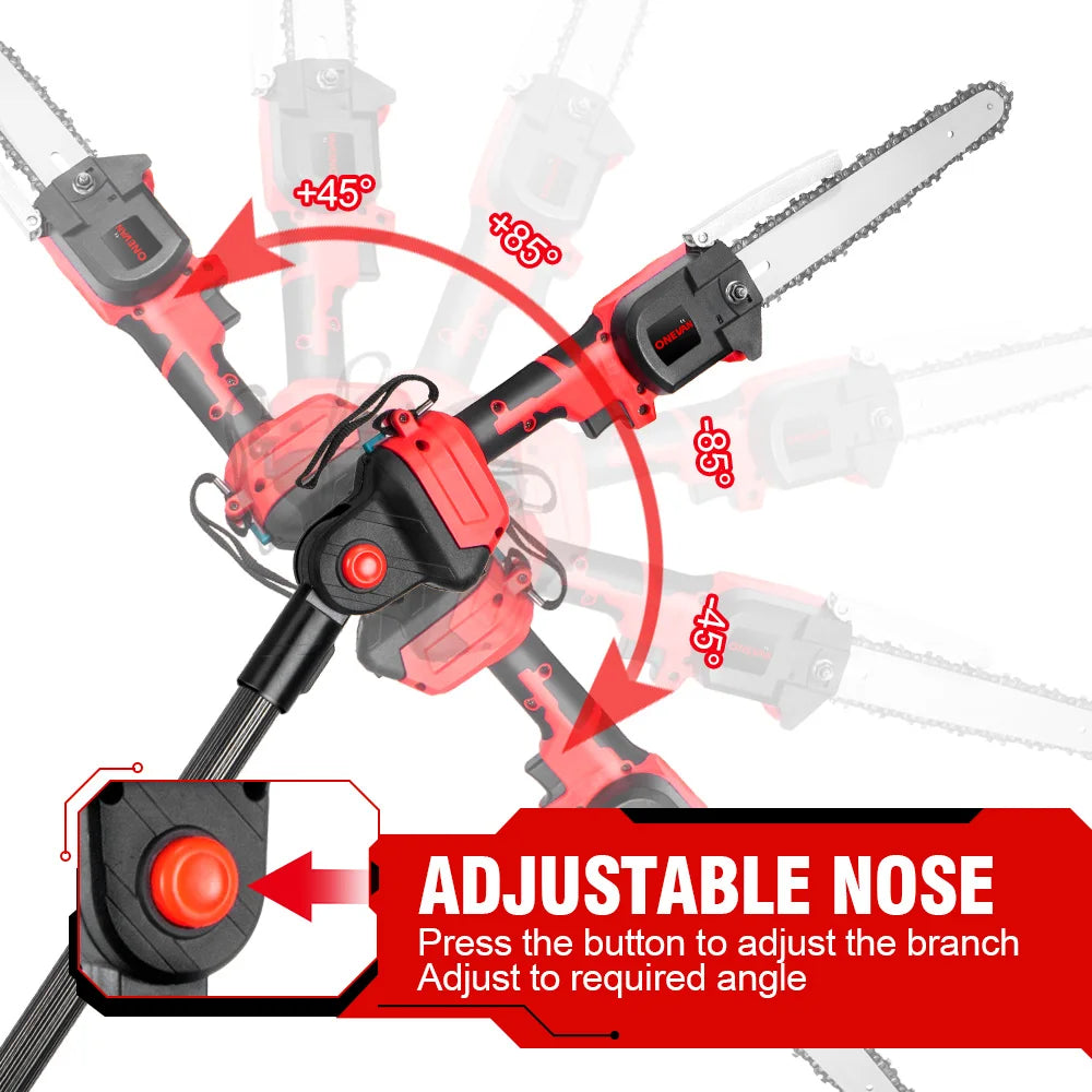 ONEVAN 4500W 2.25m Brushless High Branch Saw Telescoping Pole Electric Saw Cordless