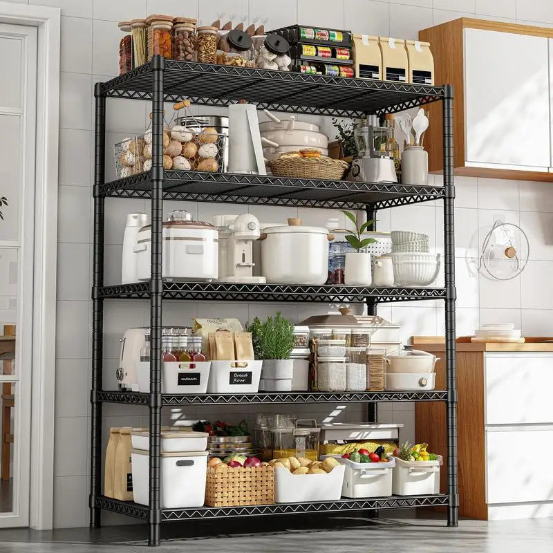 5-Shelf Wire Shelving, 71’’H Adjustable Metal Garage Shelving Heavy Duty Storage Rack Pantry Shelf Kitchen Shelving Organiser