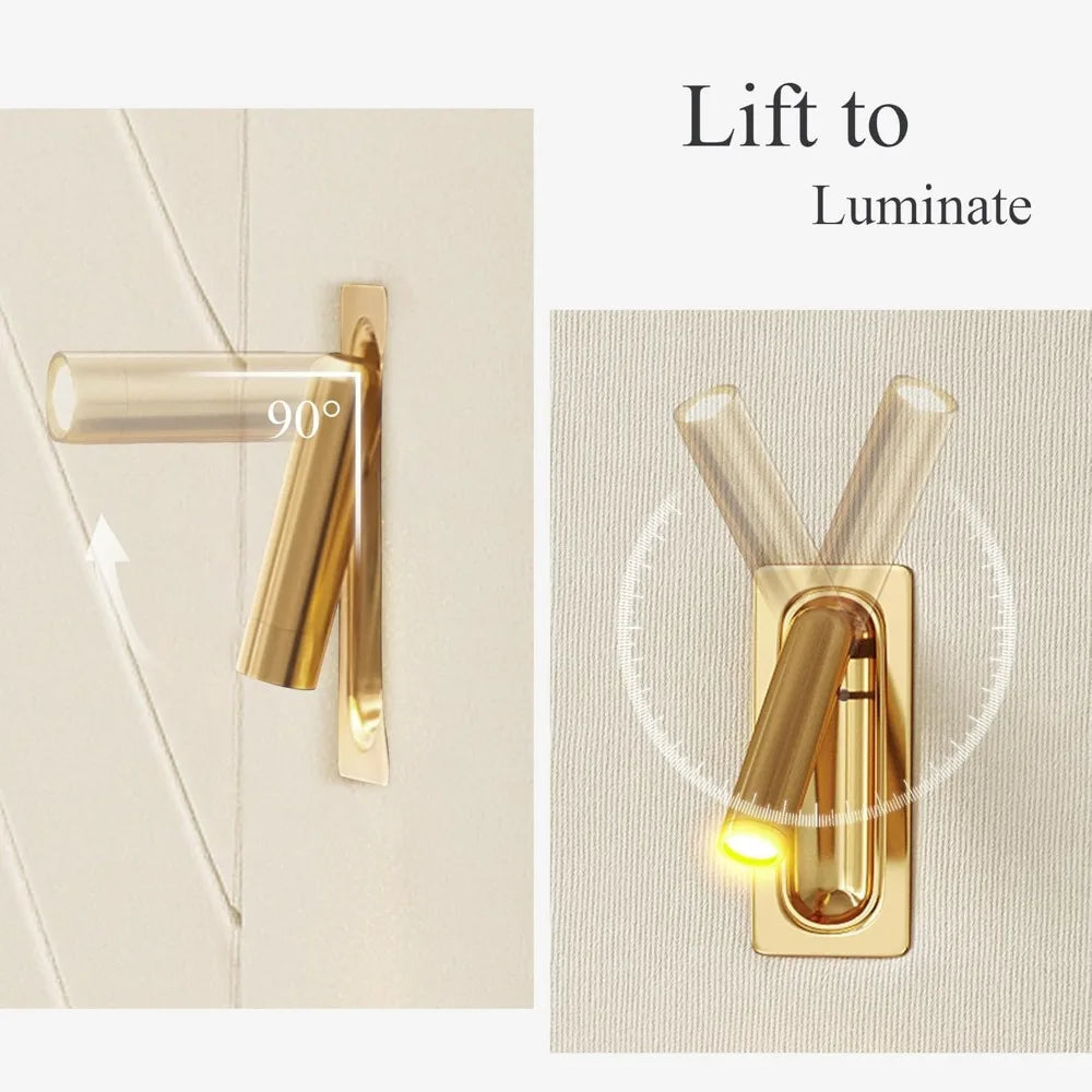 Luxury King Bed Frame with Built-in Gold LED Lights and Nightstands