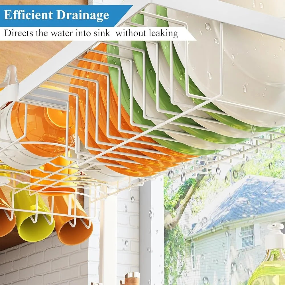 Adjustable Over Sink Dish Drying Rack Large Kitchen Counter Dish Drainer Organizer with Multiple Baskets Space Saving Stainless