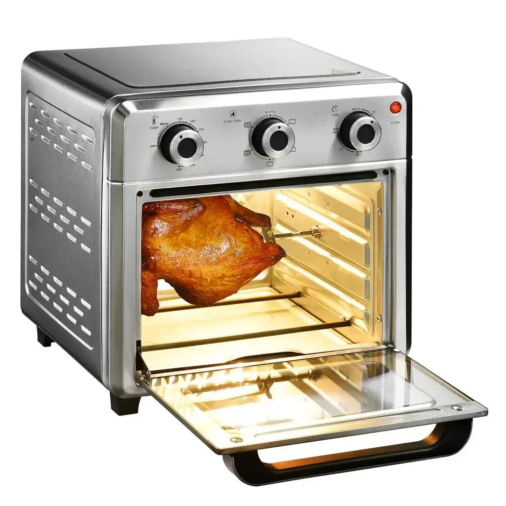 1400W 21QT Compact Air Fryer Toaster Oven 6-in-1 Multi-Function Cook Timer Auto-Off Stainless Steel Kitchen Appliance