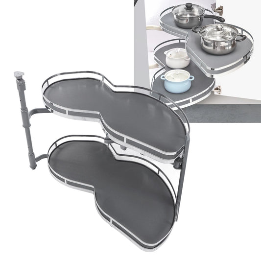 2 Tier Rotary Type Cabinet Organizer Adjustable Kitchen Storage Rack