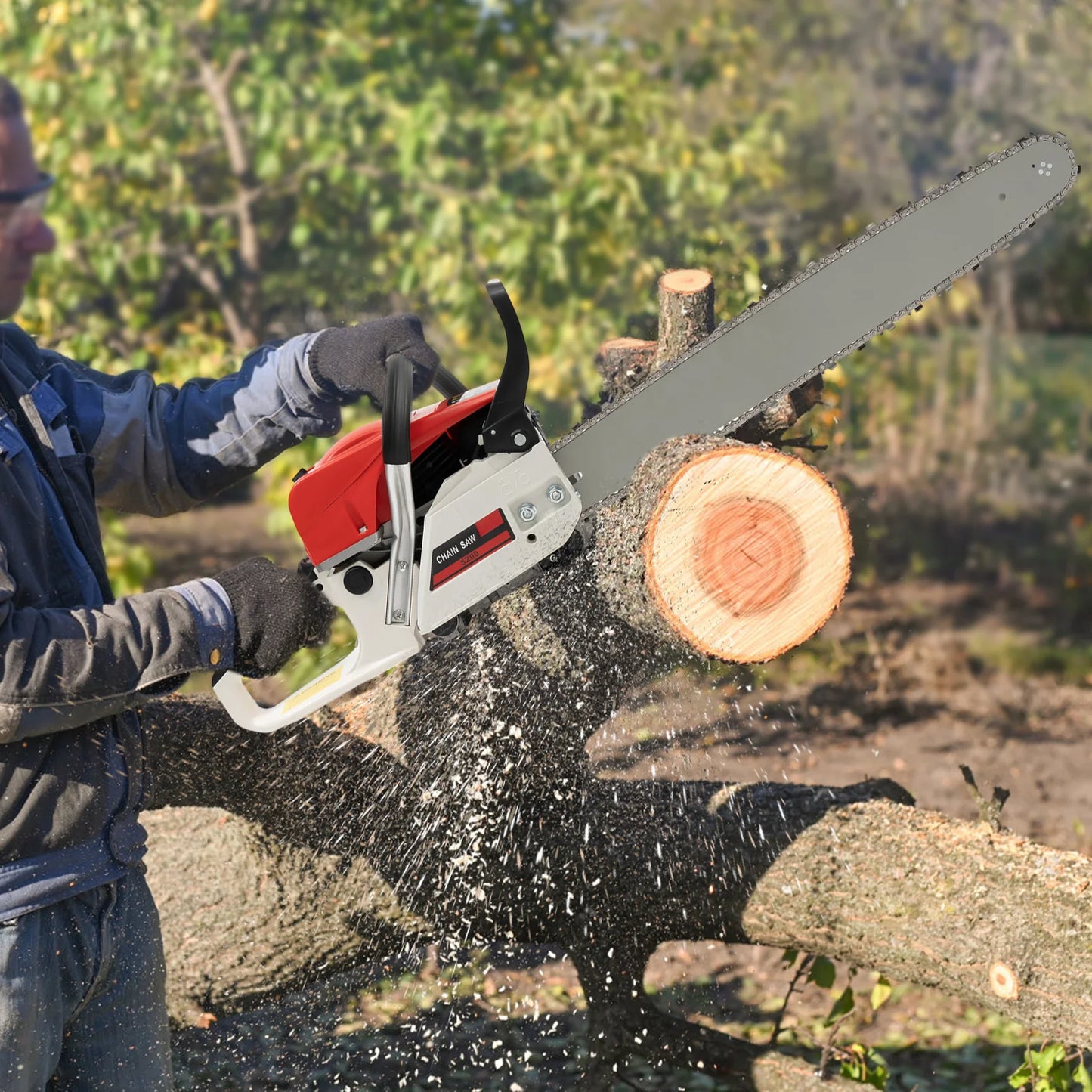 22 Inch 52CC Gasoline Chainsaw 2.0KW 2-Stroke Engine Gas Powered Chain Saw