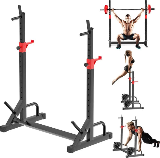 Bench Press 550 LBS Max Load Adjustable Squat Rack Stand
