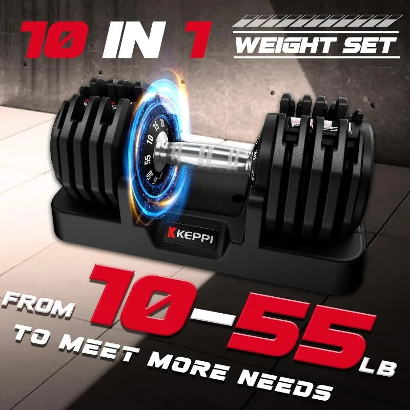 Keppi Adjustable Dumbbells Set, 25lb to 55lb Fast Adjust