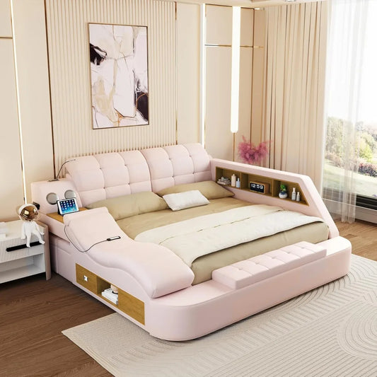 Luxury Smart King Bed Frame with Massage and Bluetooth
