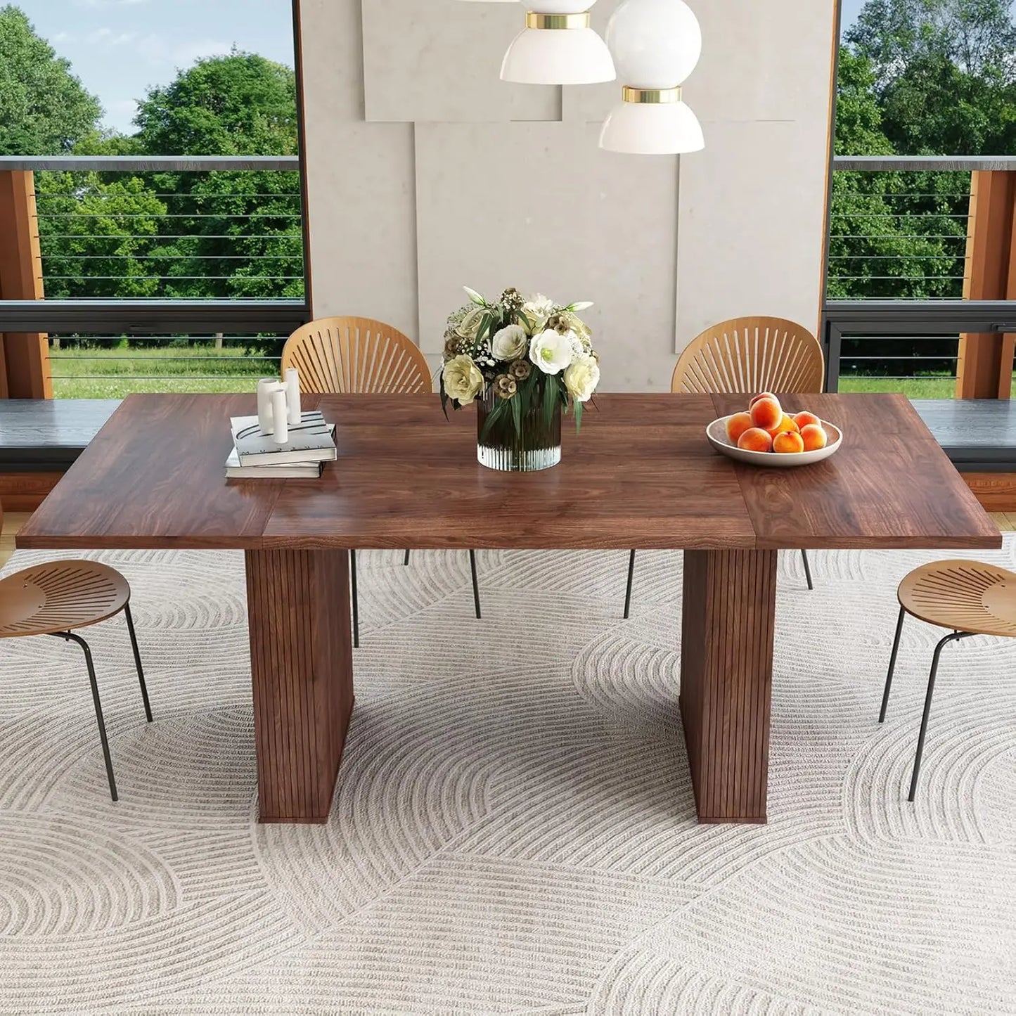 78 Inch Dining Table for 6 8 10, Modern Farmhouse Rectangular Kitchen Table