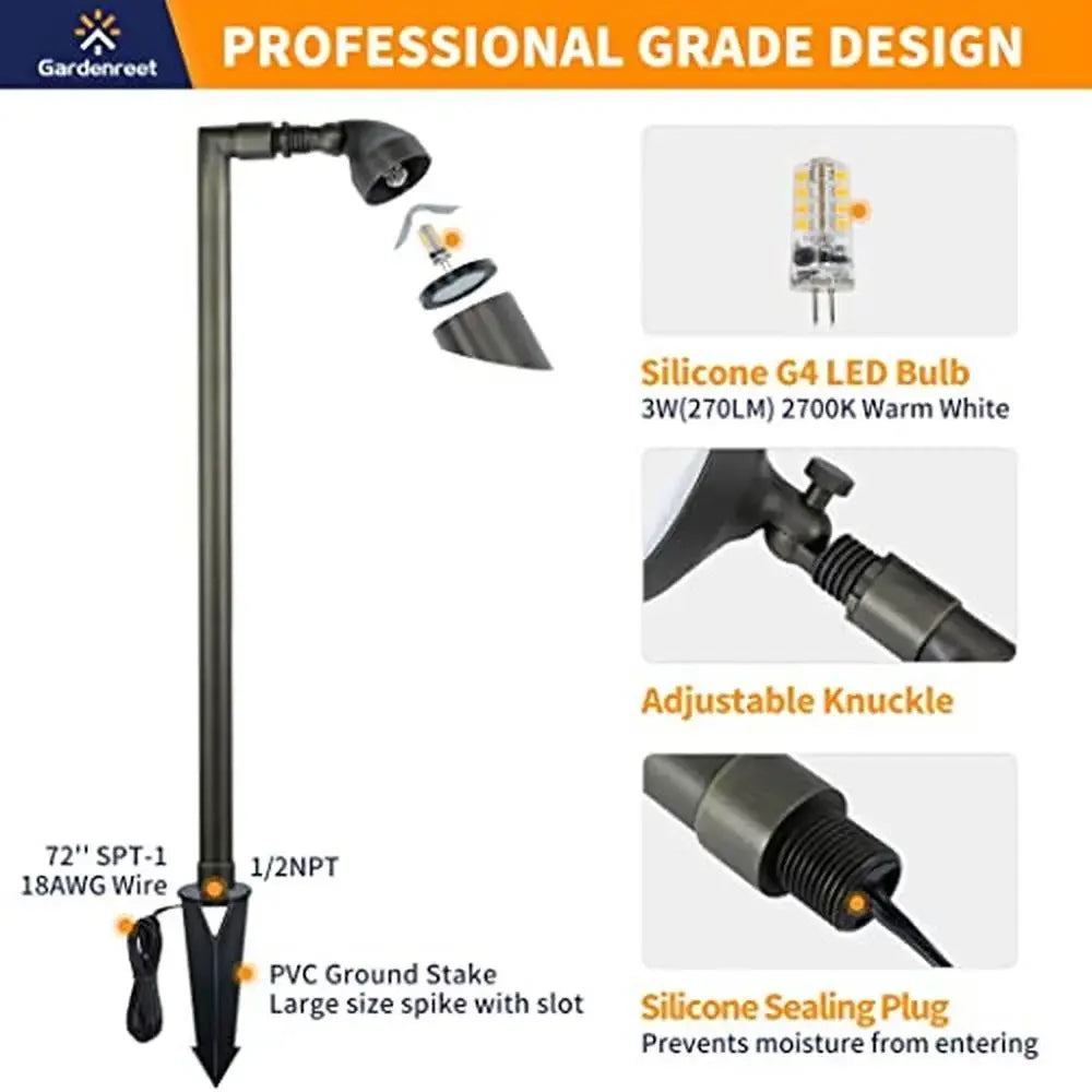 Brass Landscape Path Lights LED 12V Low Voltage Adjustable Outdoor lights Waterproof
