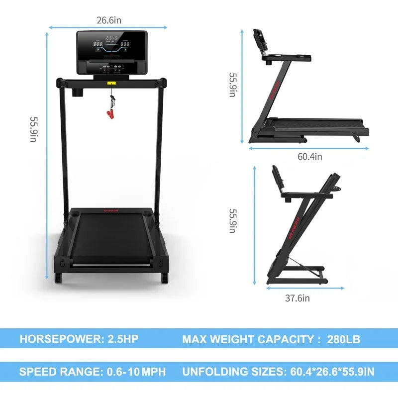 RUNOW Treadmill with Incline, Foldable Bluetooth Support
