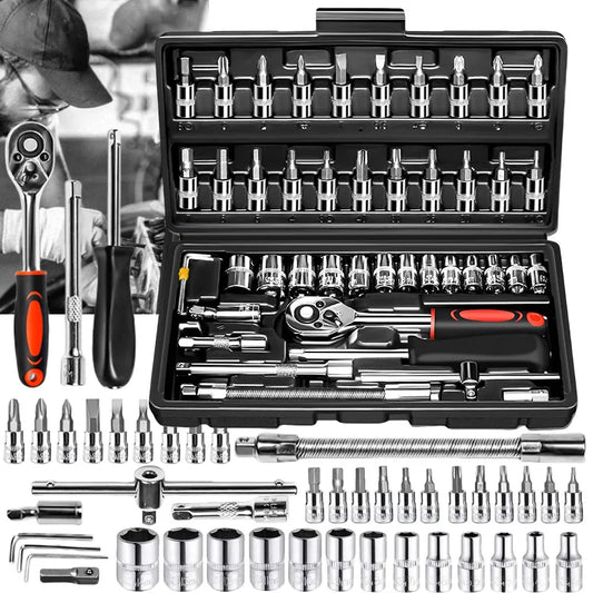 46pcs/set Drive Socket Set Ratchet Wrench Set Car