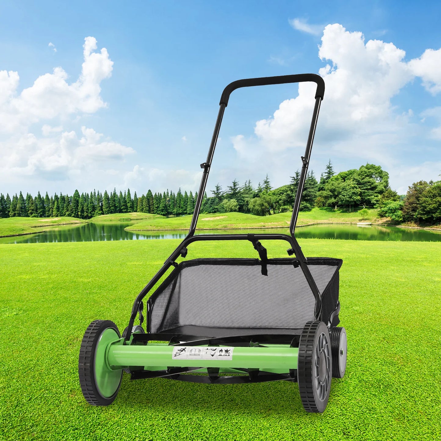 Reel Mower Walk-behind Lawn Mower with Grass Catcher for Lawn Mowing in Villas and Parks