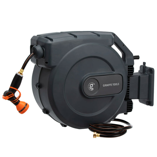 Giraffe Tools AW50 Hose Reel 1/2" x 155 ft, Heavy Duty Retractable Garden Hose Reel with Any Length Lock, Slow Return System