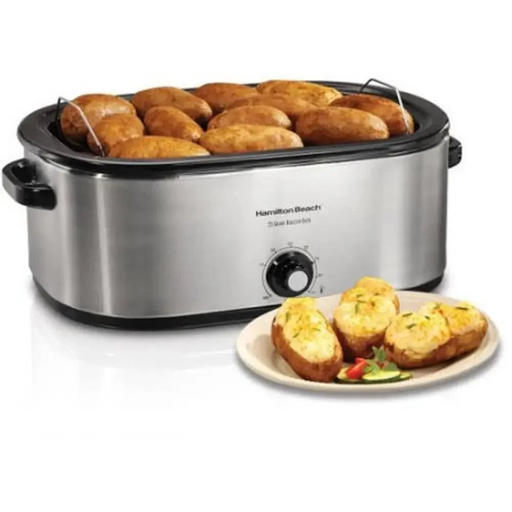 22 Quart Roaster Oven with Self Basting Lid Stainless Steel Double Oven Space Kitchen Appliance Easy Control